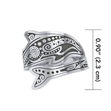 Aboriginal Dolphin Sterling Silver Spoon Ring TRI1735 - Jewelry